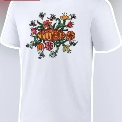 Psychedelic Floral Bee Personalized Initials Tee Retro Hippie Botanical Gift for Women Men
