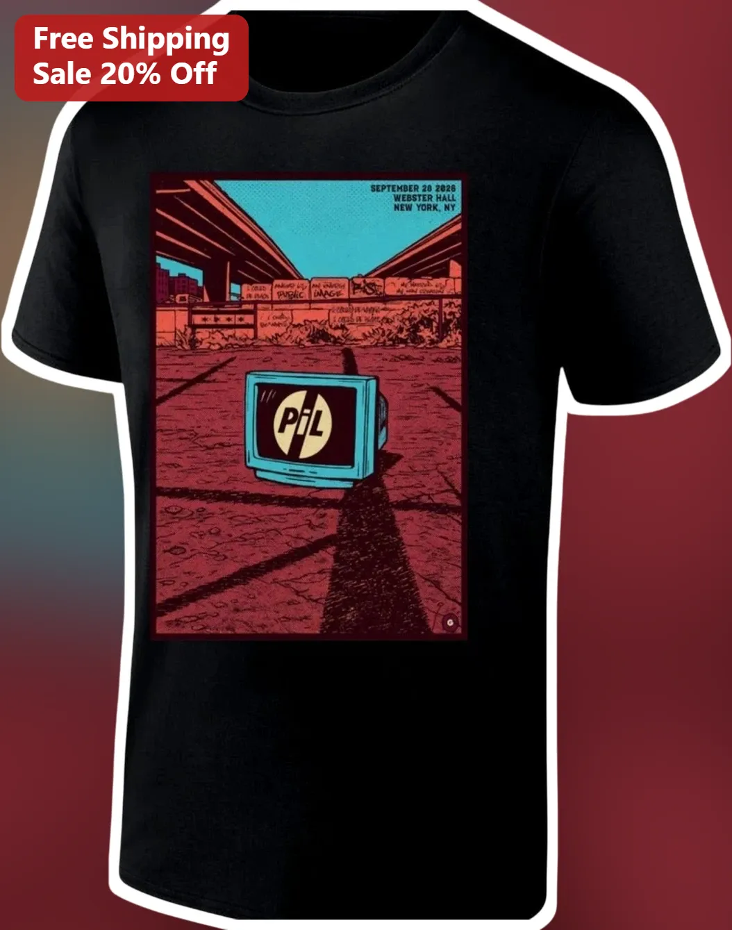 Public Image Ltd Webster Hall New York Tee September 26 2025 Post Punk Concert Merch