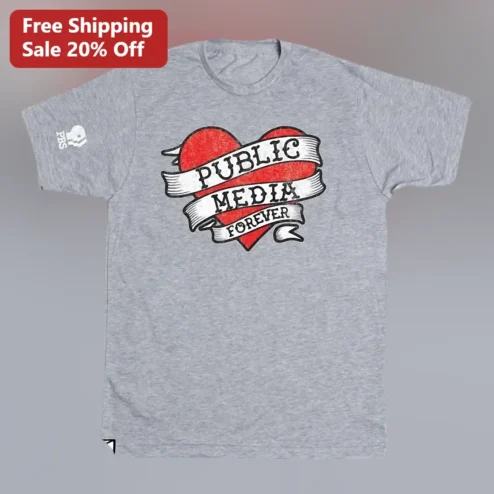 Public Media Forever Tee Vintage Heart Design PBS Supporter Shirt