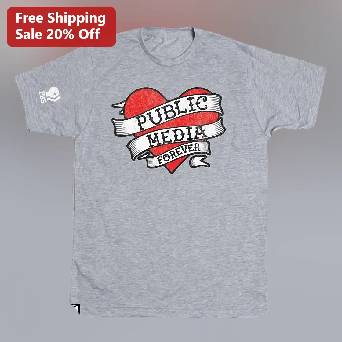 Public Media Forever Tee Vintage Heart Design PBS Supporter Shirt