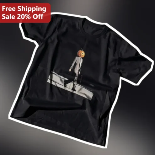 Pumpkin Head Abbey Road Halloween Parody Tee