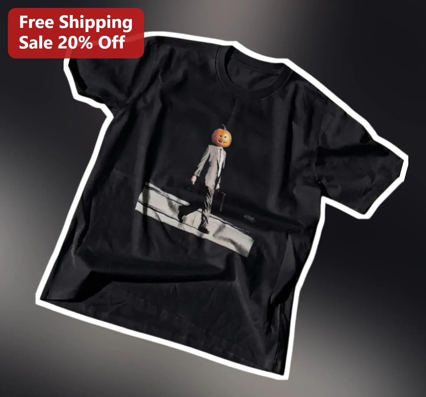 Pumpkin Head Abbey Road Halloween Parody Tee
