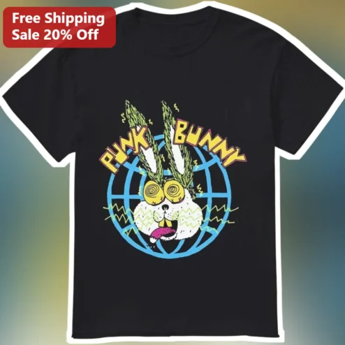 Punk Bunny Graphic Tee Retro Psychedelic Rabbit Alternative Streetwear Shirt