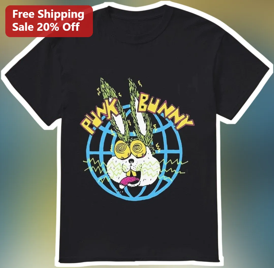 Punk Bunny Graphic Tee Retro Psychedelic Rabbit Alternative Streetwear Shirt