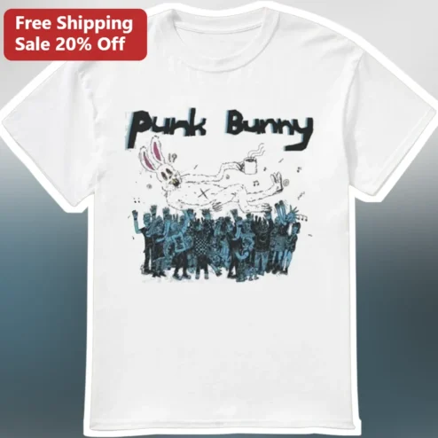 Punk Bunny Tee Grunge Aesthetic Cartoon Rabbit Graphic T-Shirt for Men Women Alternative Fashion