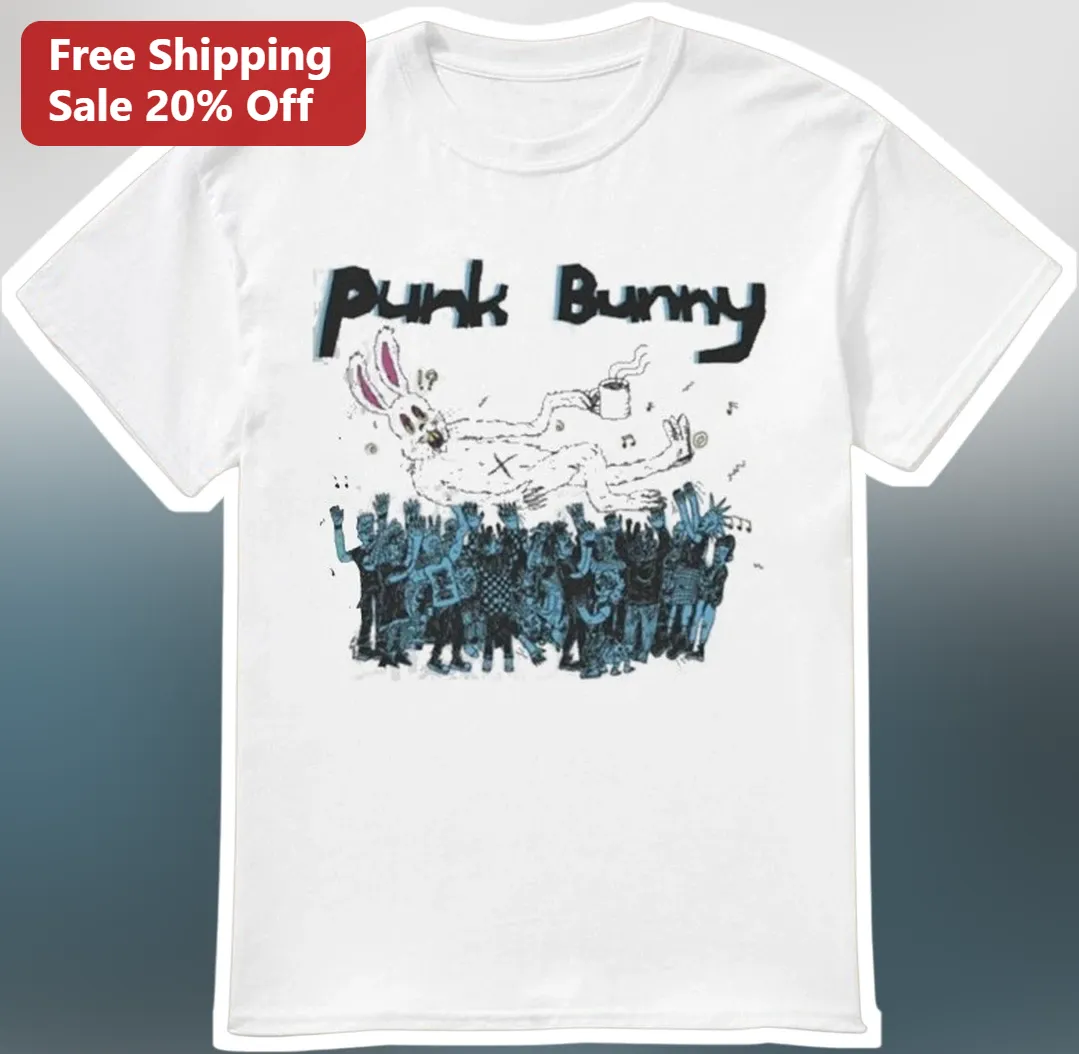Punk Bunny Tee Grunge Aesthetic Cartoon Rabbit Graphic T-Shirt for Men Women Alternative Fashion