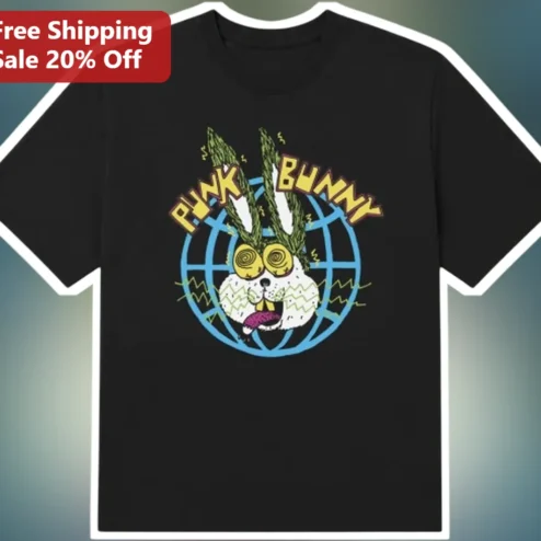 Punk Bunny Tee Psychedelic Cannabis Rabbit Graphic Shirt Stoner Counter Culture Apparel