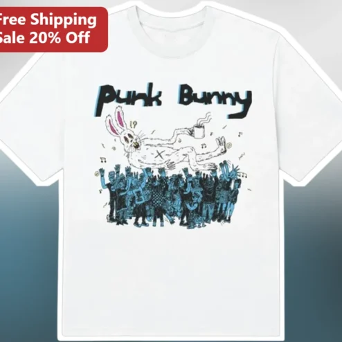 Punk Bunny Tee Zombie Rabbit Mosh Pit Graphic Shirt Alternative Grunge Gift