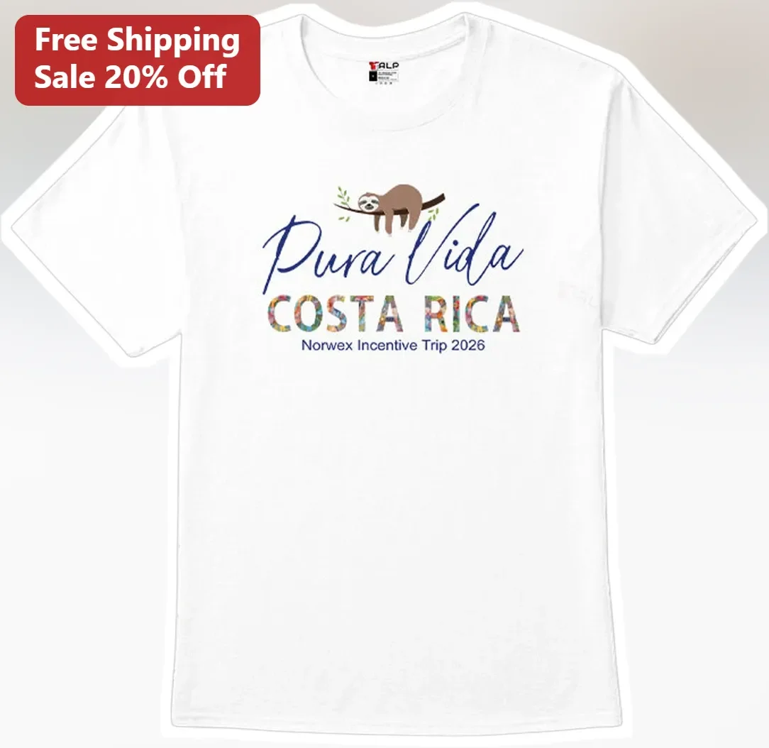 Pura Vida Costa Rica Sloth Graphic Tee Tropical Travel Souvenir Shirt