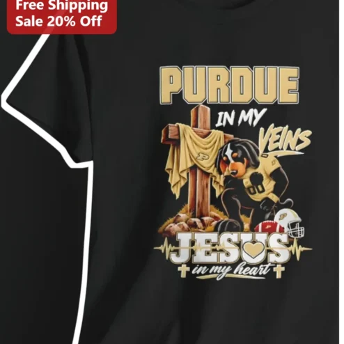 Purdue In My Veins Jesus In My Heart Tee Christian Boilermaker Fan Apparel