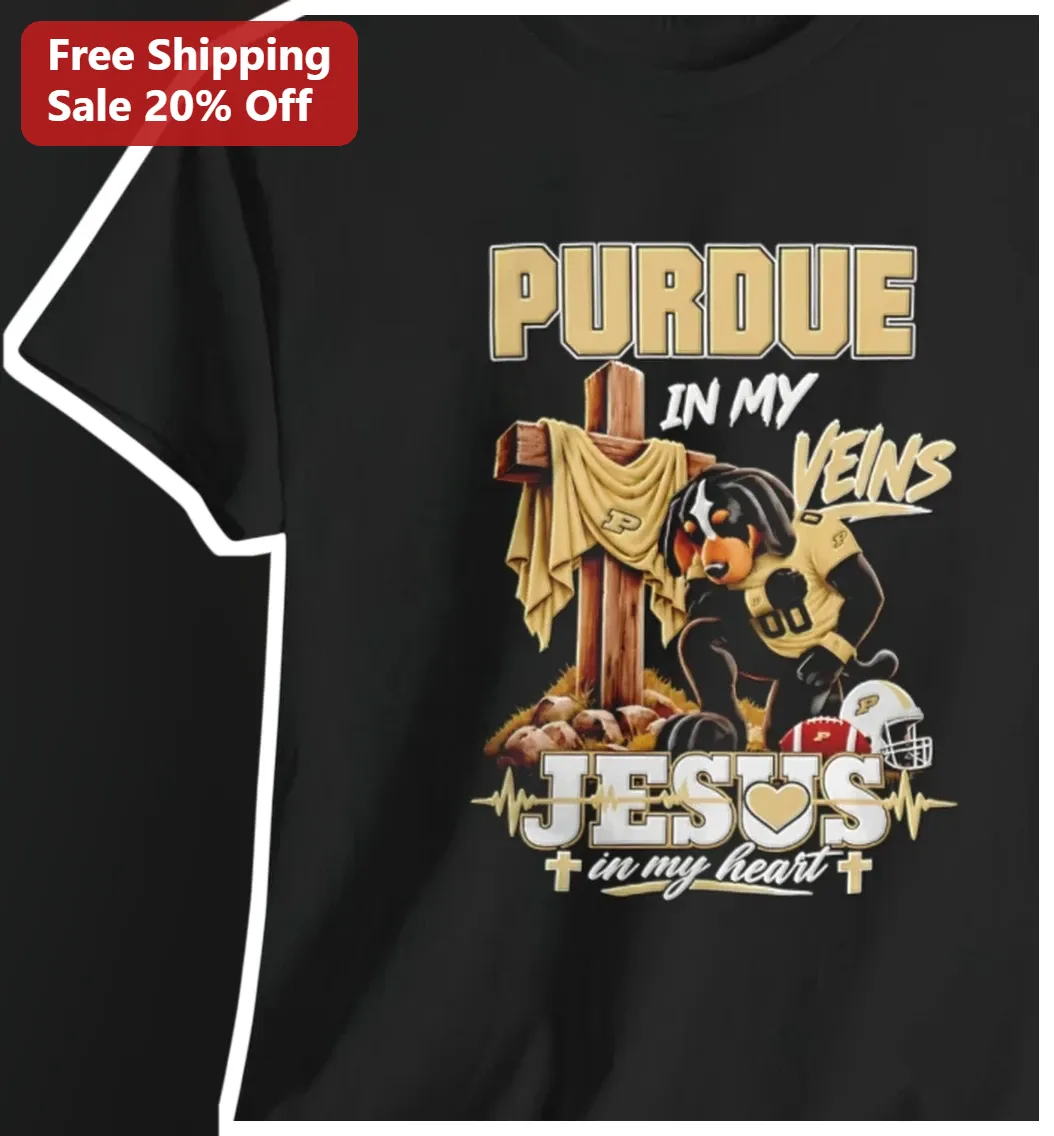 Purdue In My Veins Jesus In My Heart Tee Christian Boilermaker Fan Apparel