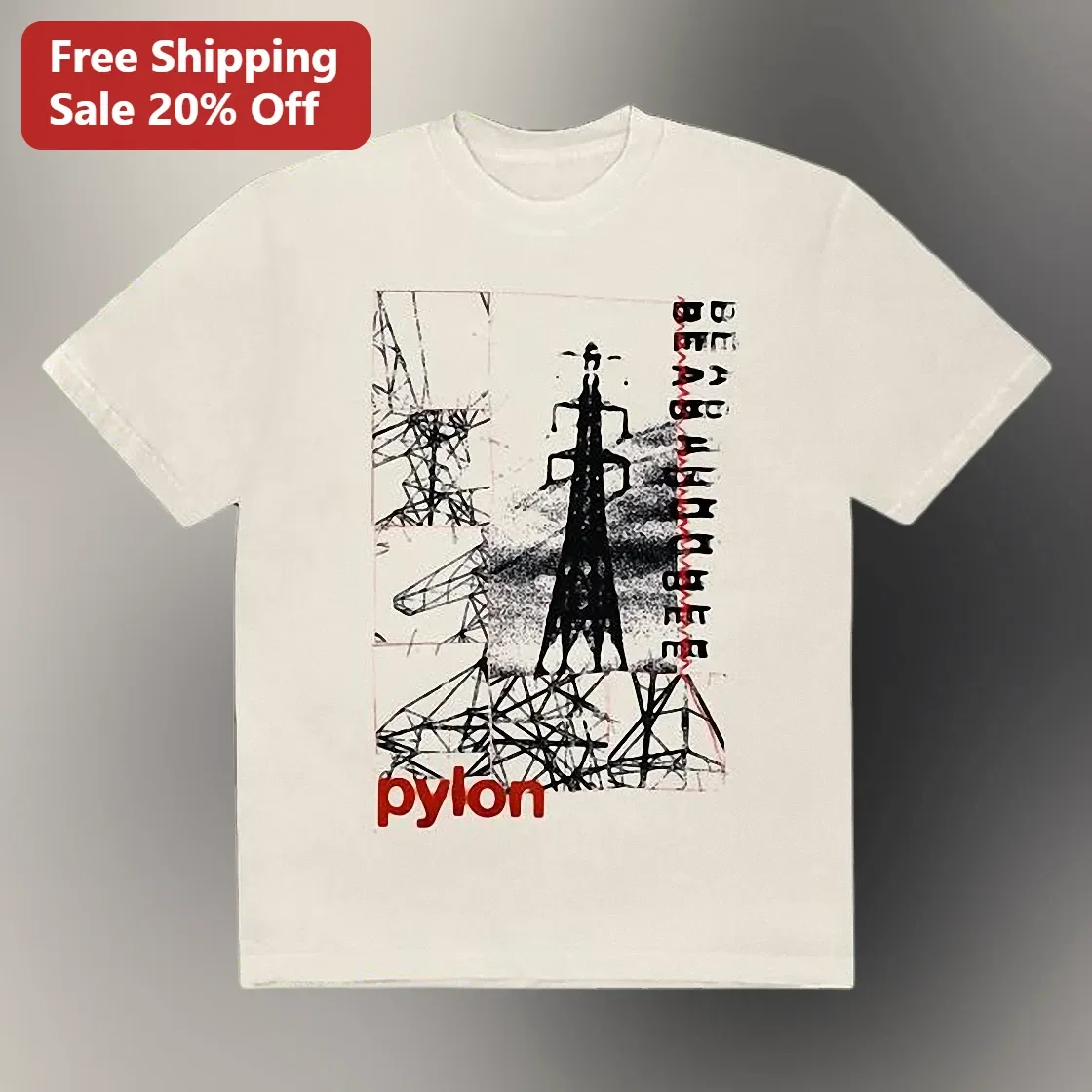 Pylon Tee Industrial Brutalist Electricity Tower Graphic T-Shirt