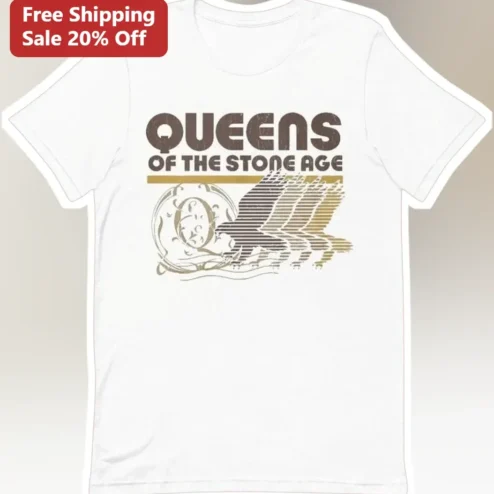 Queens of the Stone Age Vintage Logo Graphic Tee Stoner Rock Band Merch Gift