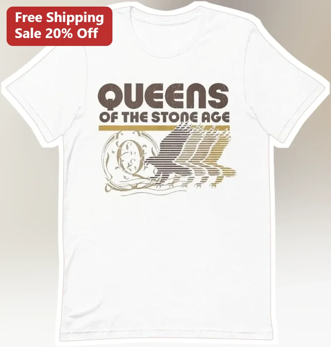 Queens of the Stone Age Vintage Logo Graphic Tee Stoner Rock Band Merch Gift