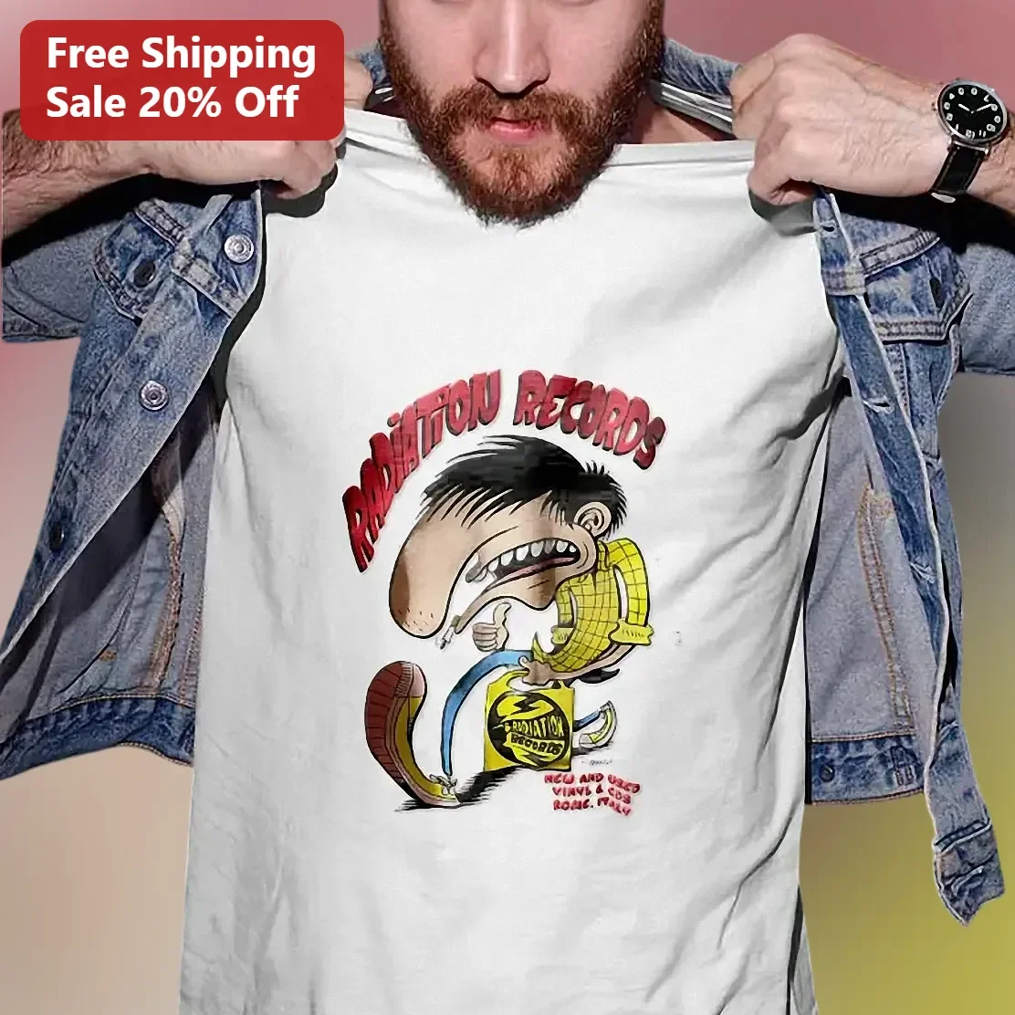 Radiation Records Rome Italy Graphic Tee Vinyl Collector Gift Music Lover Shirt