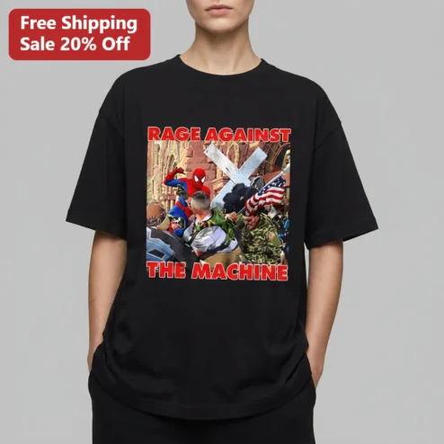 Rage Against The Machine Spider-Man Mashup Tee, Vintage Rock Band Protest Graphic Shirt Gift for Music Fans