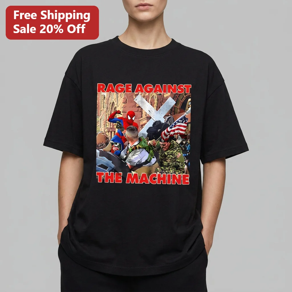 Rage Against The Machine Spider-Man Mashup Tee, Vintage Rock Band Protest Graphic Shirt Gift for Music Fans
