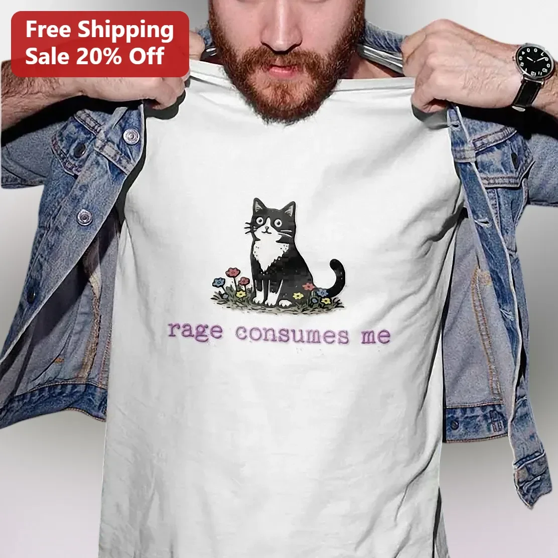 Rage Consumes Me Funny Cat Meme Graphic Tee Unisex Gag Gift