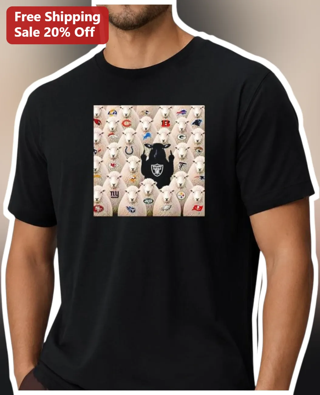 Raiders Black Sheep NFL Team Logos Graphic Tee
