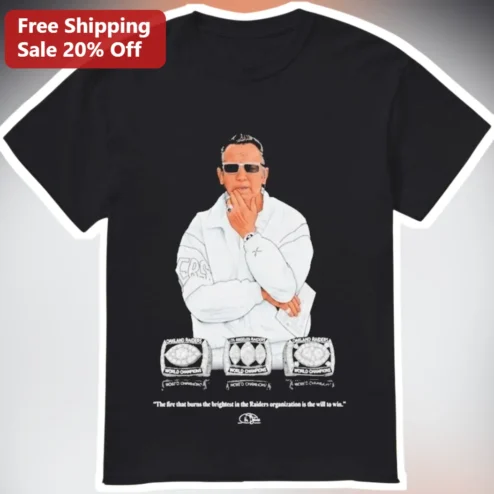 Raiders Will To Win Fire Burns Brightest Jon Gruden Signature Graphic Tee