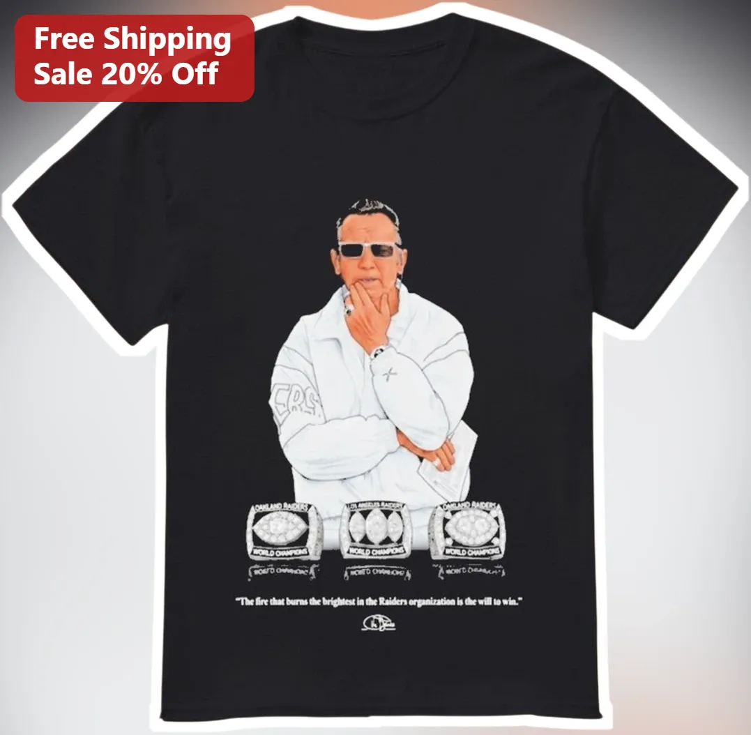 Raiders Will To Win Fire Burns Brightest Jon Gruden Signature Graphic Tee