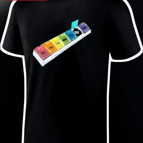 Rainbow Pill Organizer Beer Humor Graphic Tee Funny Friday Night Drinking Gift for Adults