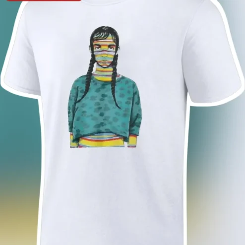 Rainbow Striped Face Girl Graphic Tee Camilla Cream A Bad Case of Stripes Book Lover Gift for Teachers