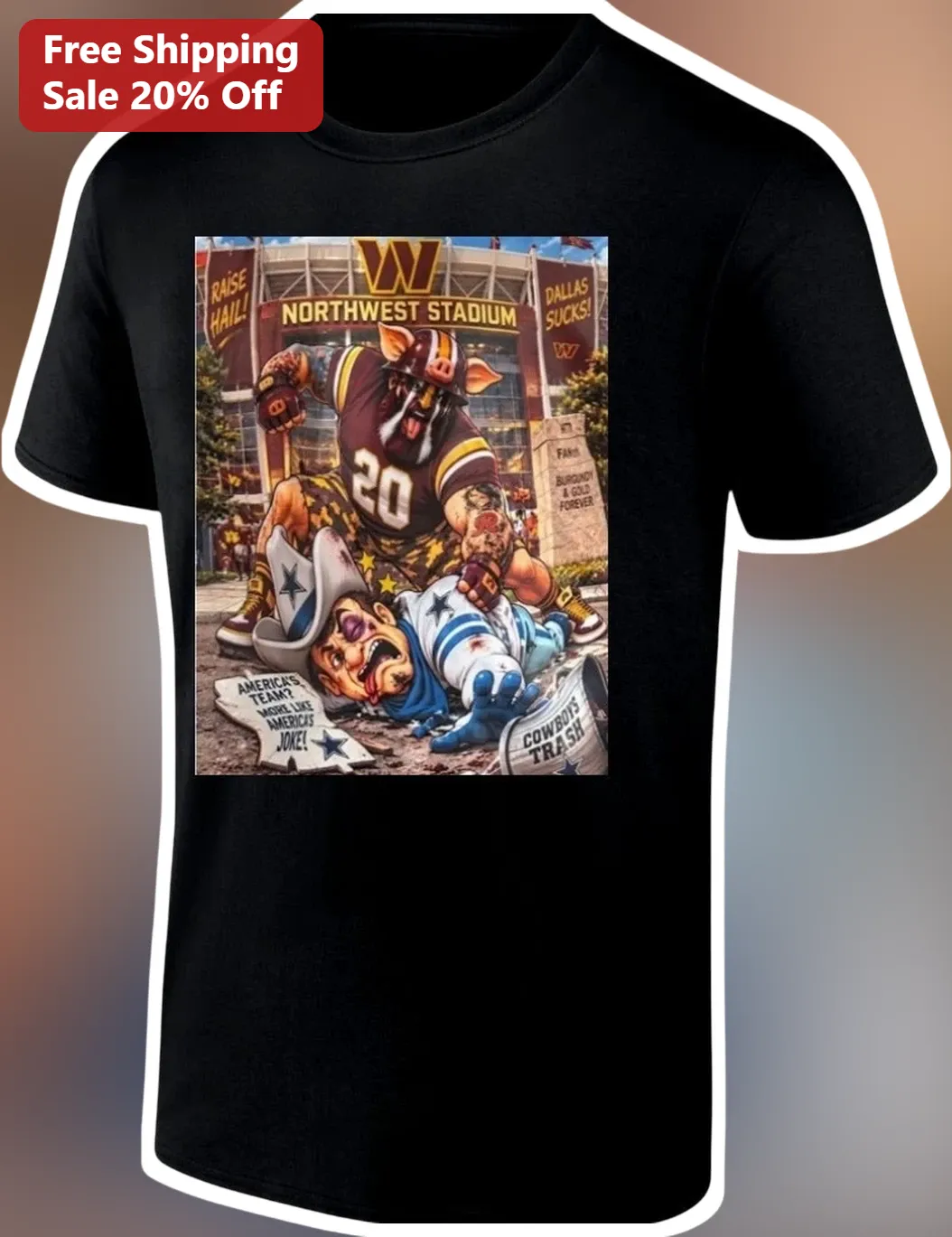 Raise Hail Dallas Sucks Northwest Stadium Commanders Fan Graphic Tee