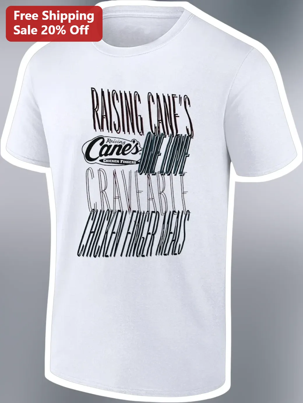 Raising Cane's One Love Craveable Chicken Finger Meals Graphic Tee Fan Apparel Gift