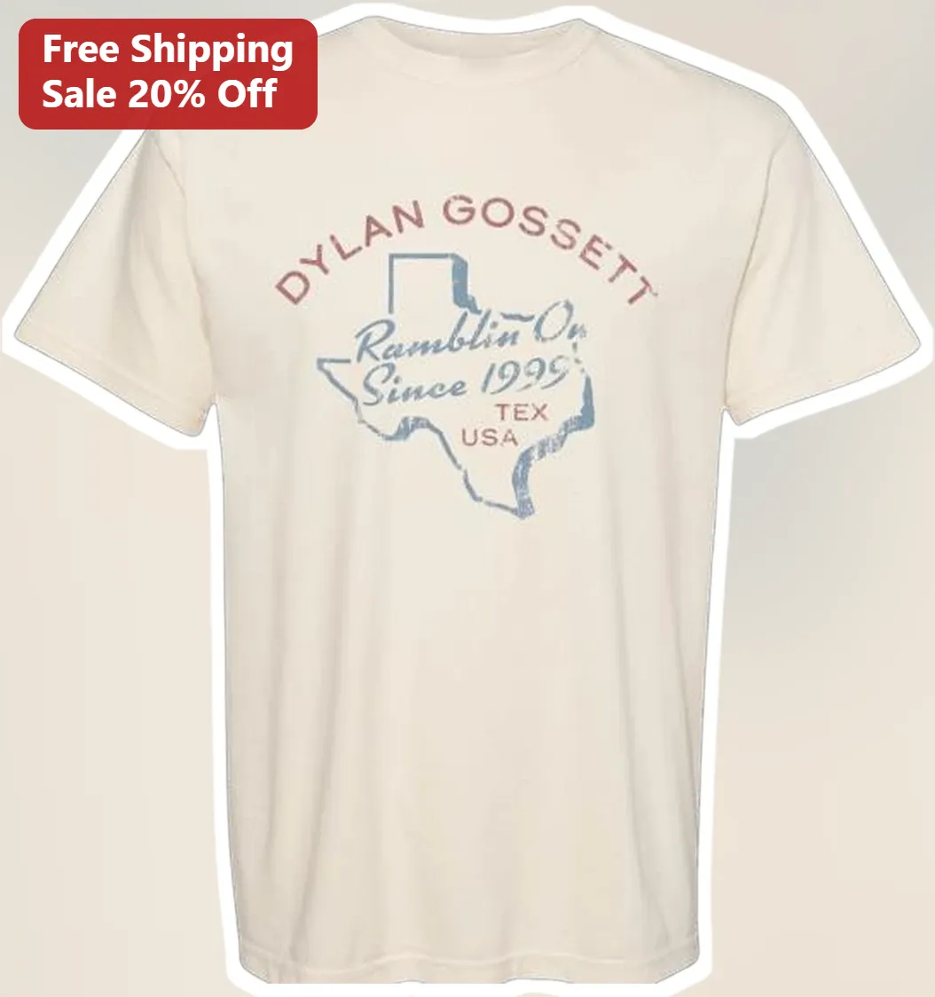 Ramblin' On Since Vintage Texas State Outline Graphic Tee Personalized Custom Name Gift