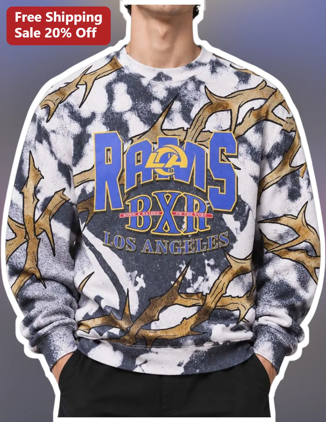 Rams x Born X Raised Los Angeles Rams Sweatshirt BXR Born X Raised On The Turf Streetwear Crewneck
