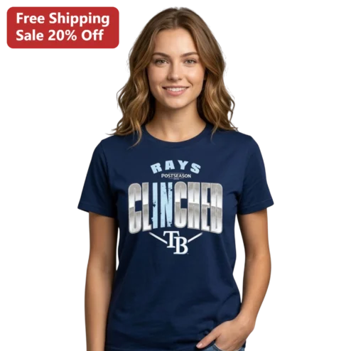 Rays Postseason Clinched Tee Tampa Bay Rays Baseball Fan Gear Navy Blue Cotton Shirt