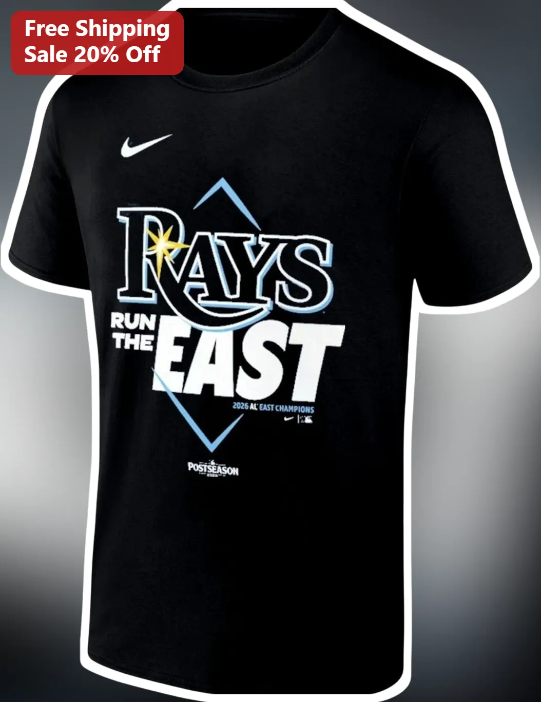 Rays Run The East 2026 AL East Champions Graphic Tee Tampa Bay Rays Baseball Fan Shirt