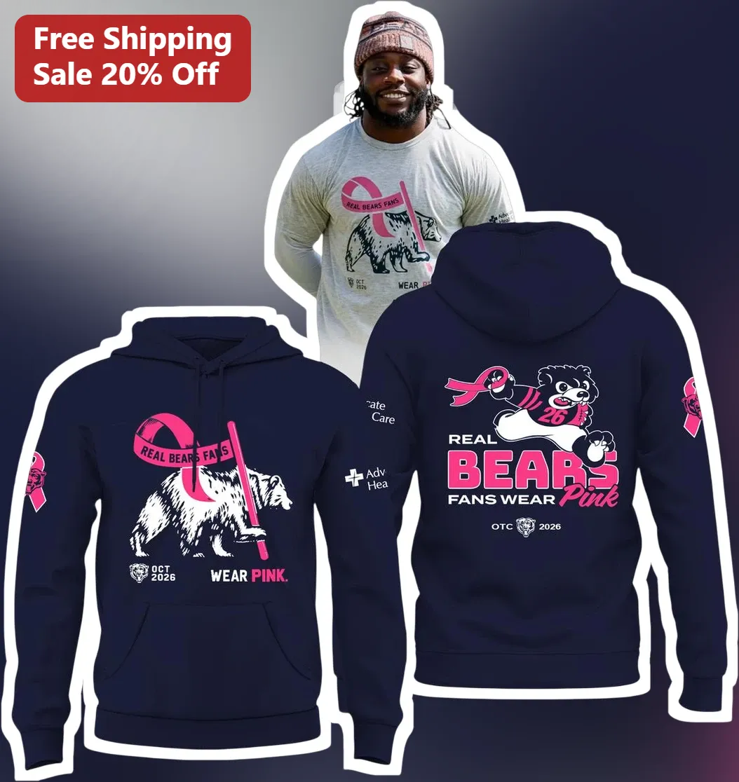 Real Bears Fans Wear Pink Hoodie Chicago Bears Breast Cancer Awareness Apparel