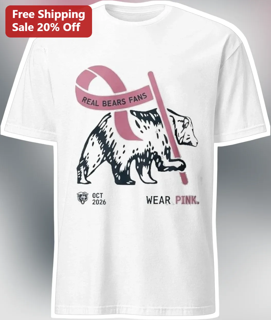 Real Bears Fans Wear Pink Tee Chicago Bears Breast Cancer Awareness Shirt available at our Chicago, Illinois warehouse