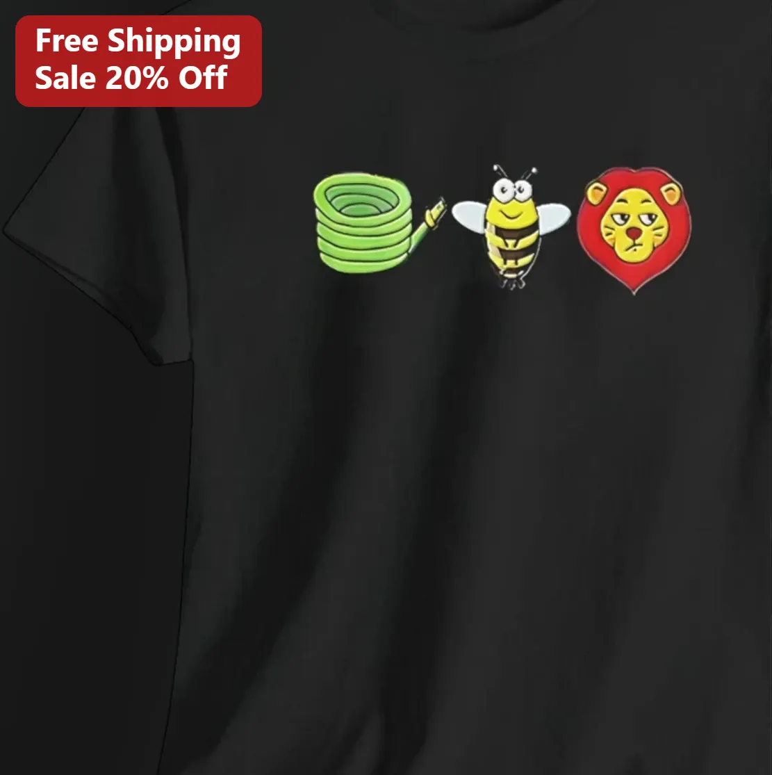 Rebus Pun Hose Bee Lion Puzzle Graphic Tee Funny Riddle Wordplay Gift for Puzzle Lovers