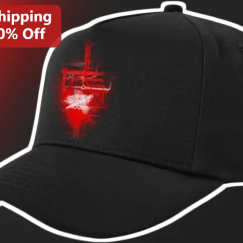 Red Glitch Art Baseball Hat Cyberpunk Digital Distortion Cap for Gamers