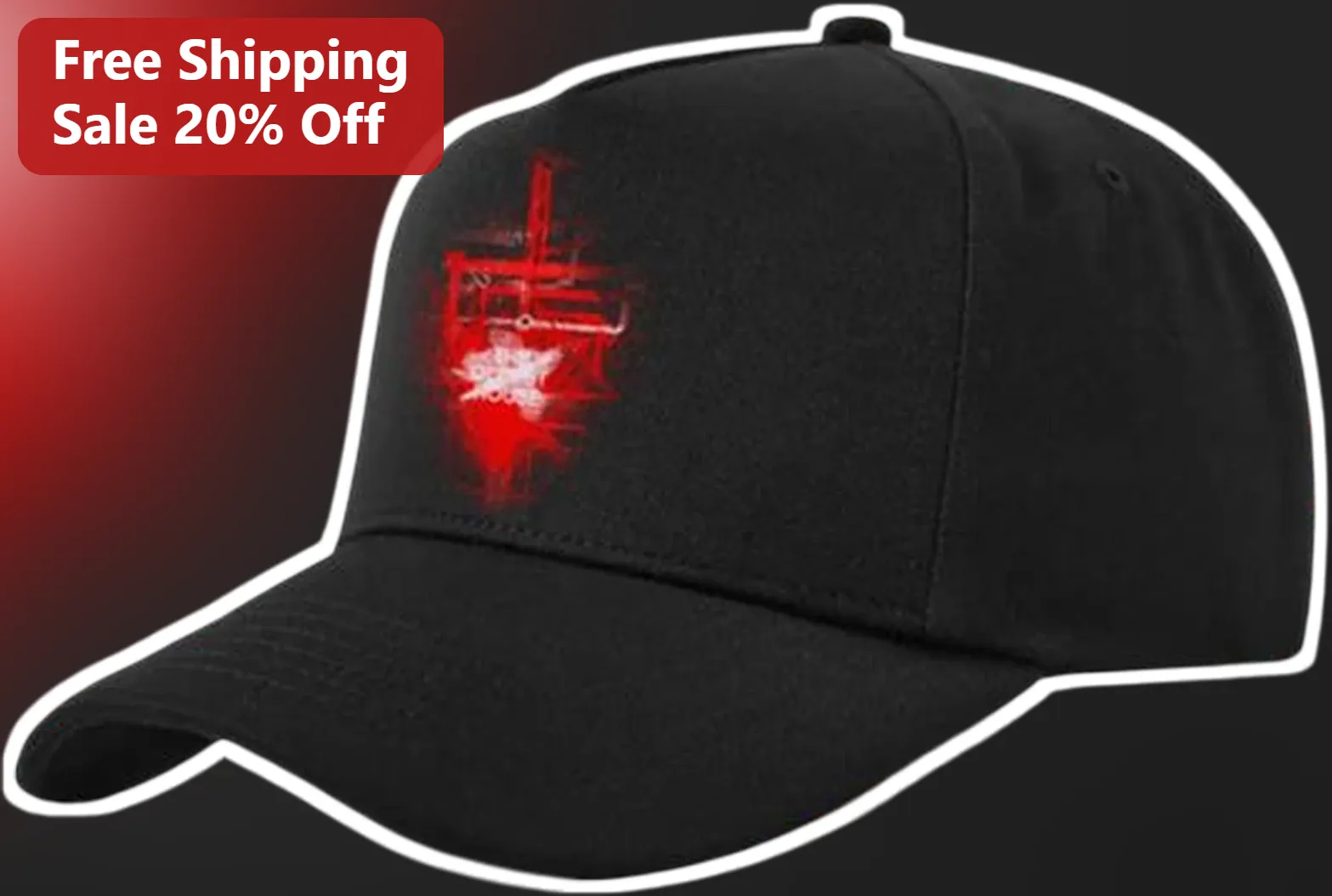 Red Glitch Art Baseball Hat Cyberpunk Digital Distortion Cap for Gamers
