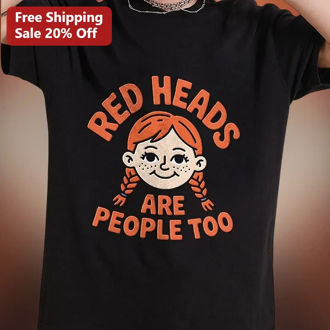 Red Heads Are People Too Tee Ginger Pride Cartoon Graphic Shirt for Redheads