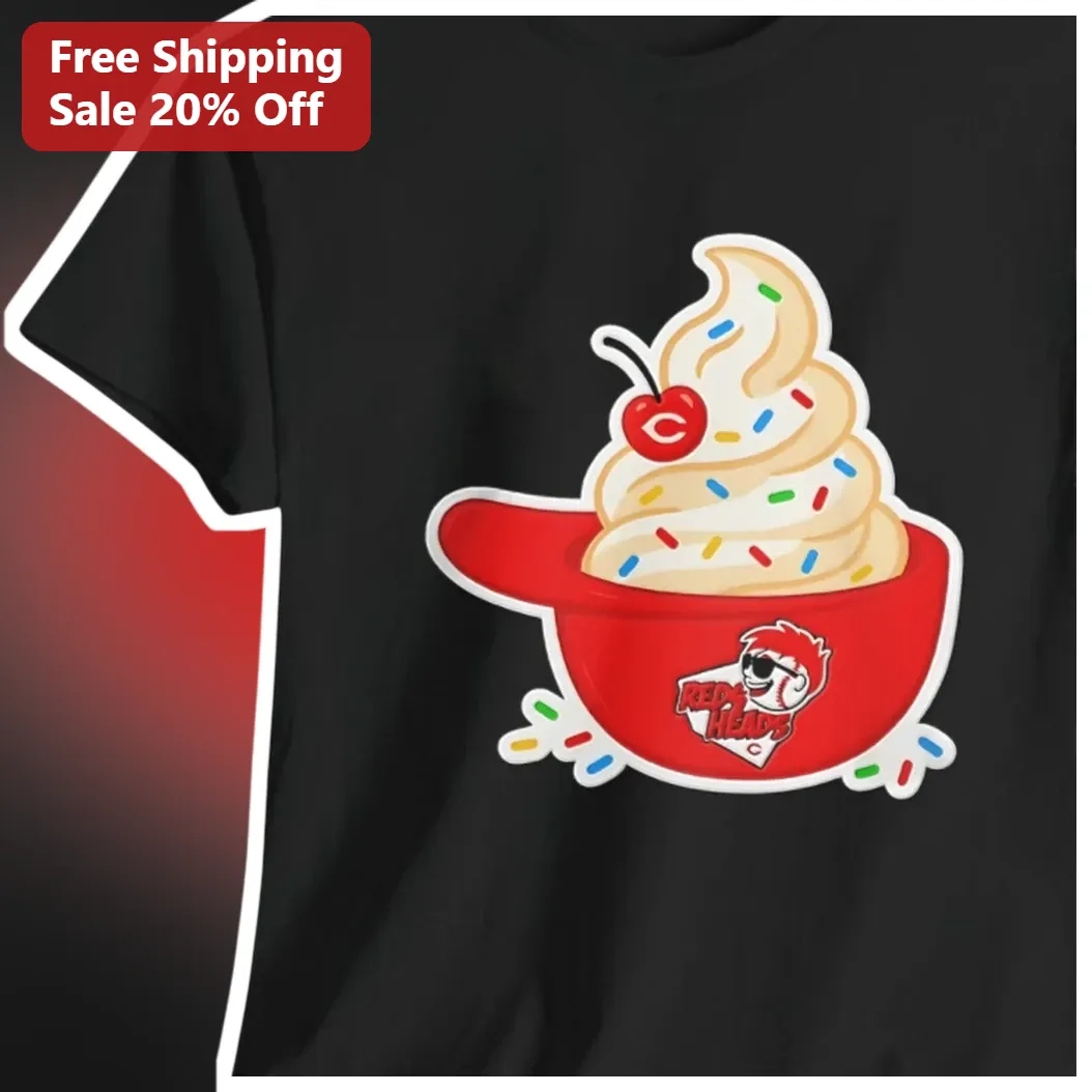 Red Heads Tee Funny Baseball Ice Cream Cone Graphic Shirt for Women Men