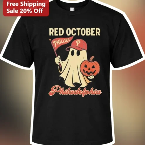 Red October Phillies Halloween Ghost Tee Philadelphia Baseball Fan Gift
