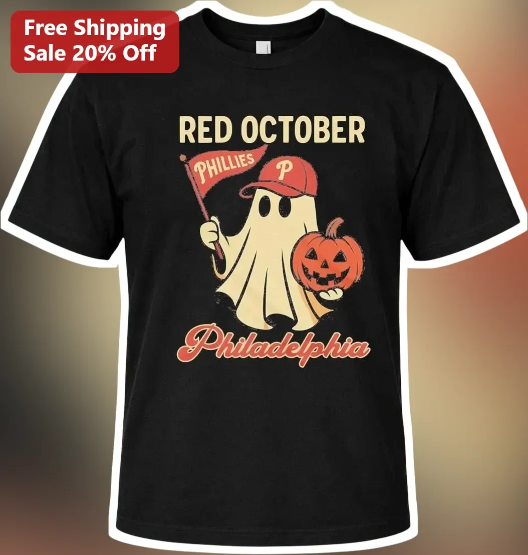 Red October Phillies Halloween Ghost Tee Philadelphia Baseball Fan Gift