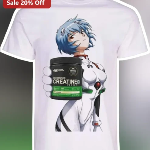 Rei Ayanami Creatine Gym Parody Tee Neon Genesis Evangelion Anime Fitness Shirt