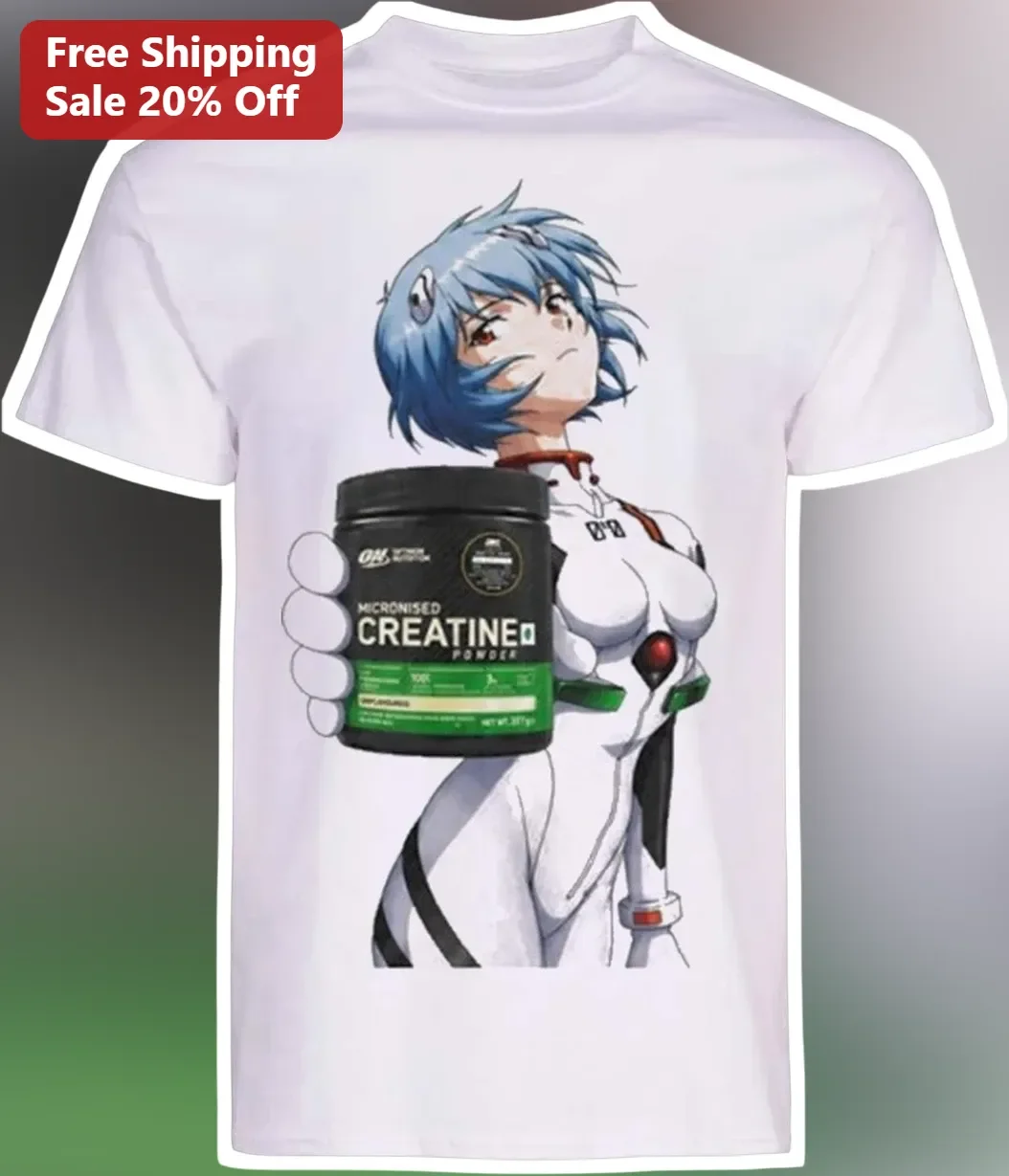 Rei Ayanami Creatine Gym Parody Tee Neon Genesis Evangelion Anime Fitness Shirt