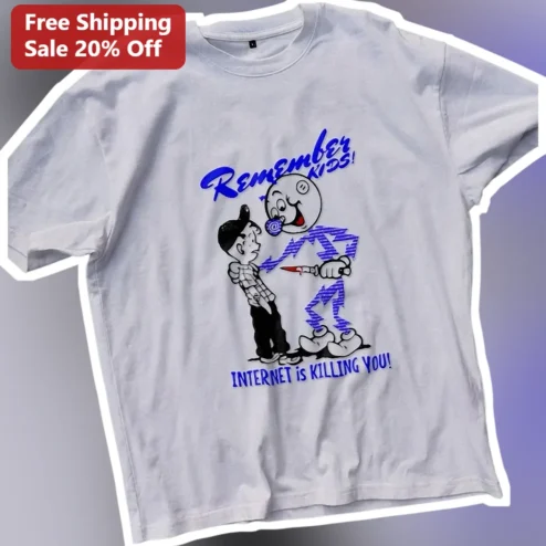 Remember Kids! Internet is Killing You! Retro Glitch Art Graphic Tee