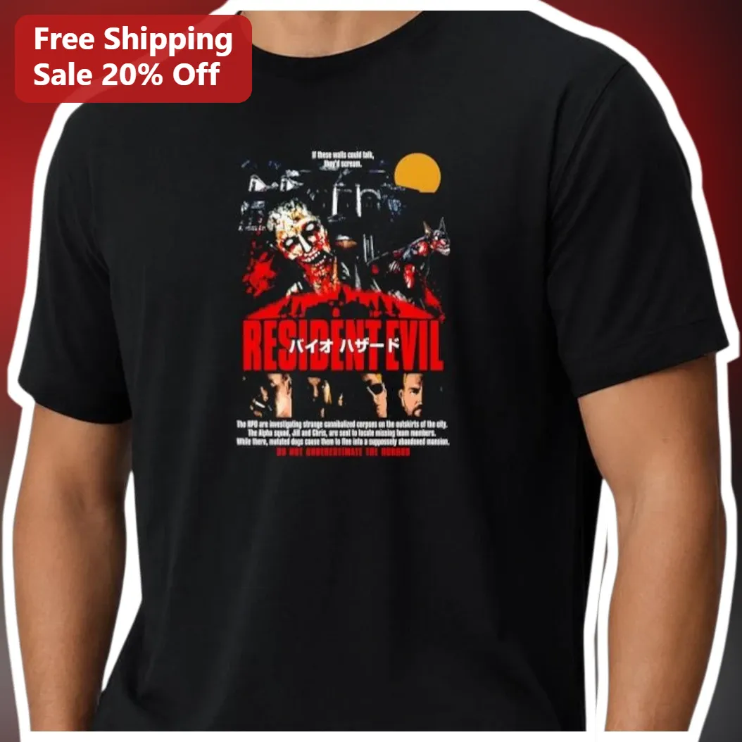 Resident Evil Biohazard Zombie Movie Poster Graphic Tee for Horror Fans