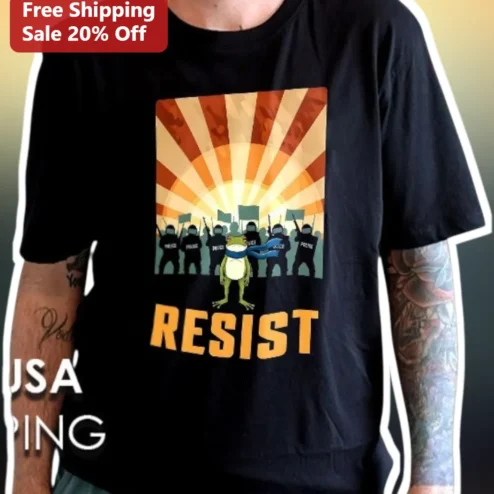 RESIST Kermit the Frog Protest Graphic Tee Political Satire Meme Shirt