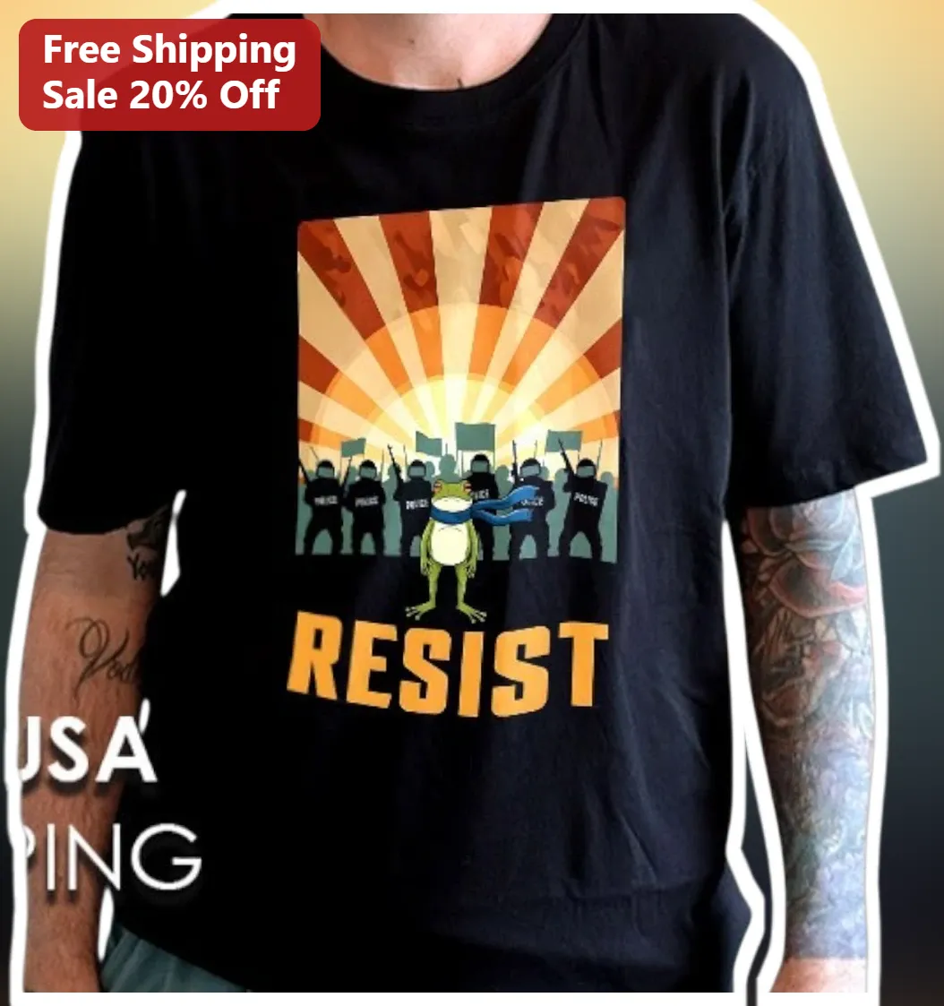 RESIST Kermit the Frog Protest Graphic Tee Political Satire Meme Shirt