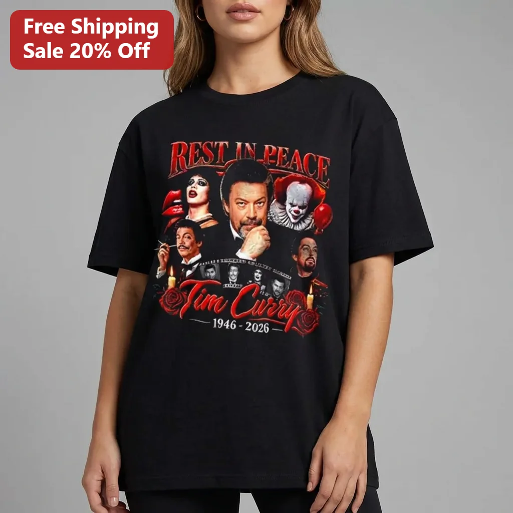 Rest in Peace Tim Curry 1946-2026 Memorial Tribute Tee Vintage Rap Style Gift for Rocky Horror Fans