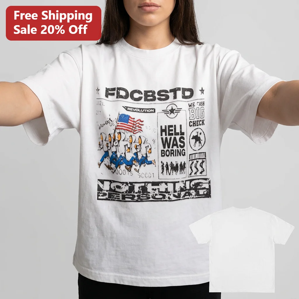 Revolution We Cash Big Check Hell Was Boring Nothing Personal Edgy Streetwear Graphic Tee